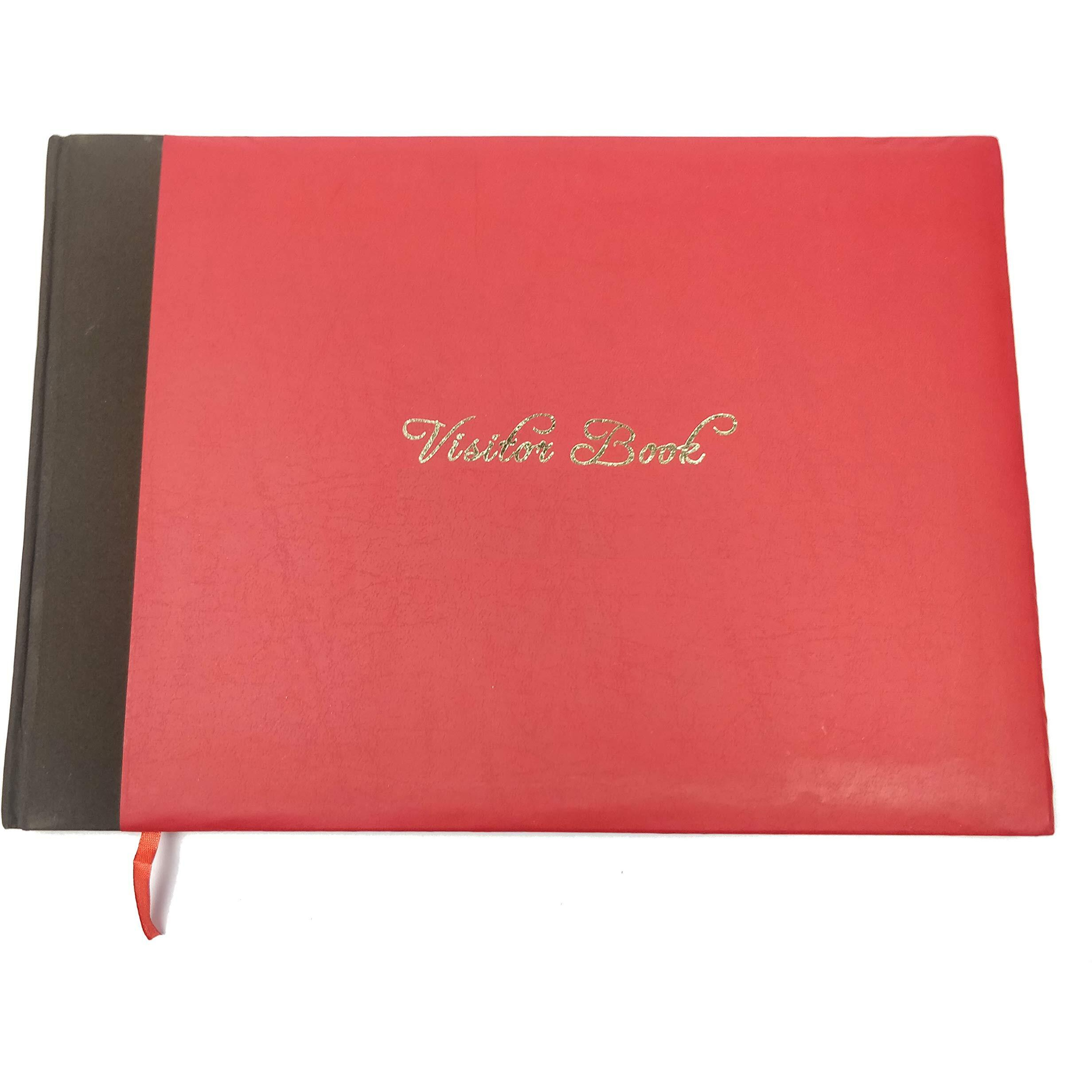 True-Ally Visitors Guest Notebook/Visitor Log Book/Visitor Registration Book/Business/Hotels/Guest Houses/Reception Elegant Faux Leather Cover Business Supplies | Red Color | F/S Size