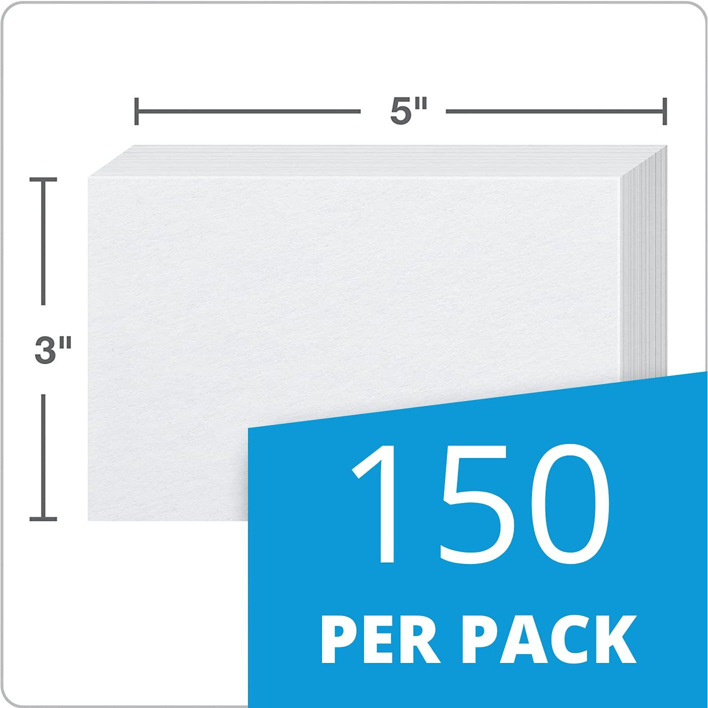 True-Ally Unruled Index Flash Cards - 3X5 Inch, White, 150 Cards, 200 Gsm - With Free Binder Rings For Short Notes, Cue Cards, Cheat Sheets, Exam, Interview Preparation (3X5 Inch Plain - 150 Sheets)