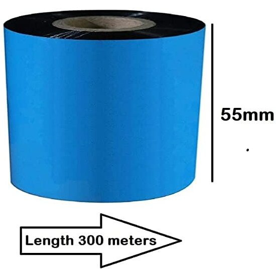 True-Ally 2 Roll Of 55 X 300 Meters Thermal Transfer Barcode Labels Ribbon Premium Wax For Printer Tsc, Zebra, Citizen, Datamax, Toshiba, Sato Etc (Pack Of 2 (55Mm X 300 Meters))
