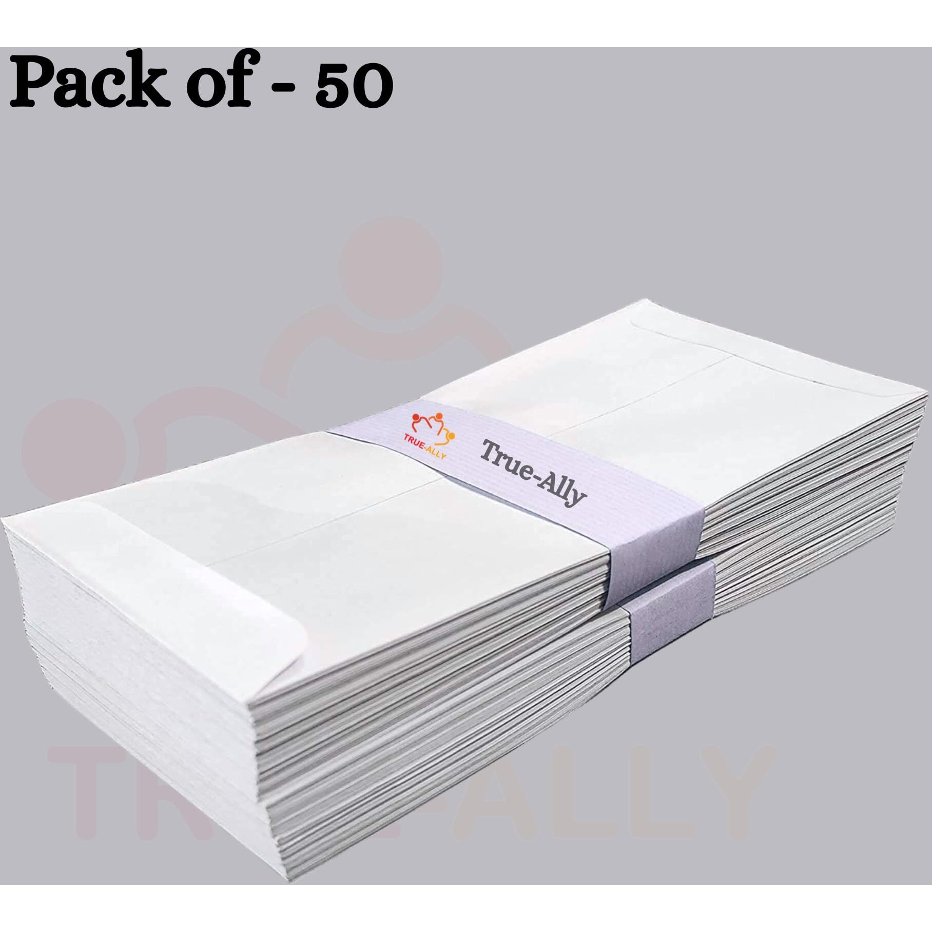 True-Ally 100Gsm Paper White Cheque Size Envelope Ideal For Home Office Secure Mailing | Size 4.5 By 10 Inch (Pack Of 50)