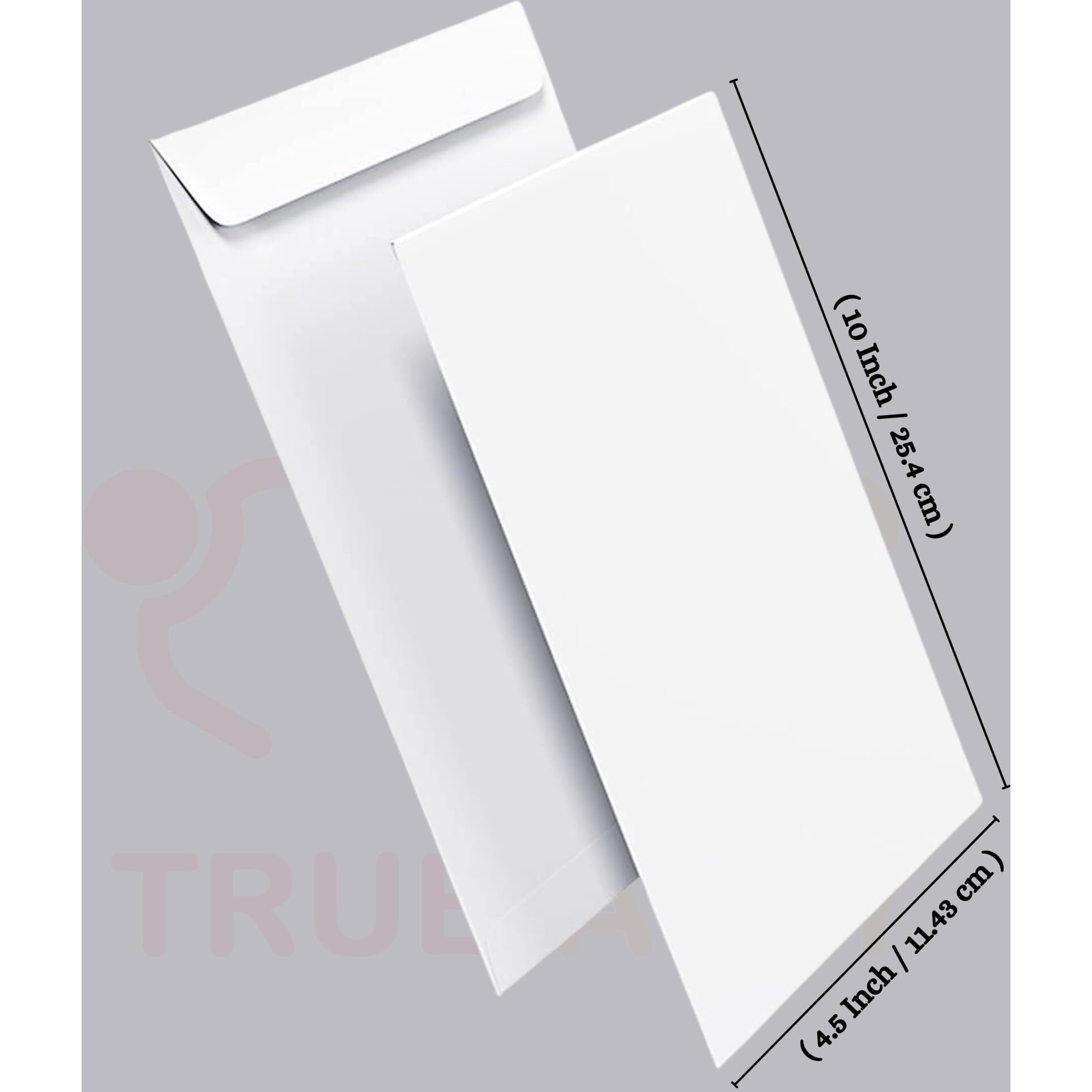 True-Ally 100Gsm Paper White Cheque Size Envelope Ideal For Home Office Secure Mailing | Size 4.5 By 10 Inch (Pack Of 50)