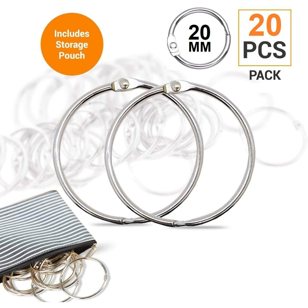 True-Ally 20Mm Multipurpose Book Binder Rings, 20 Pcs - Metal Iron Nickel Plated Loose Leaf Book Rings For Binders, Index Cards & Craft Projects