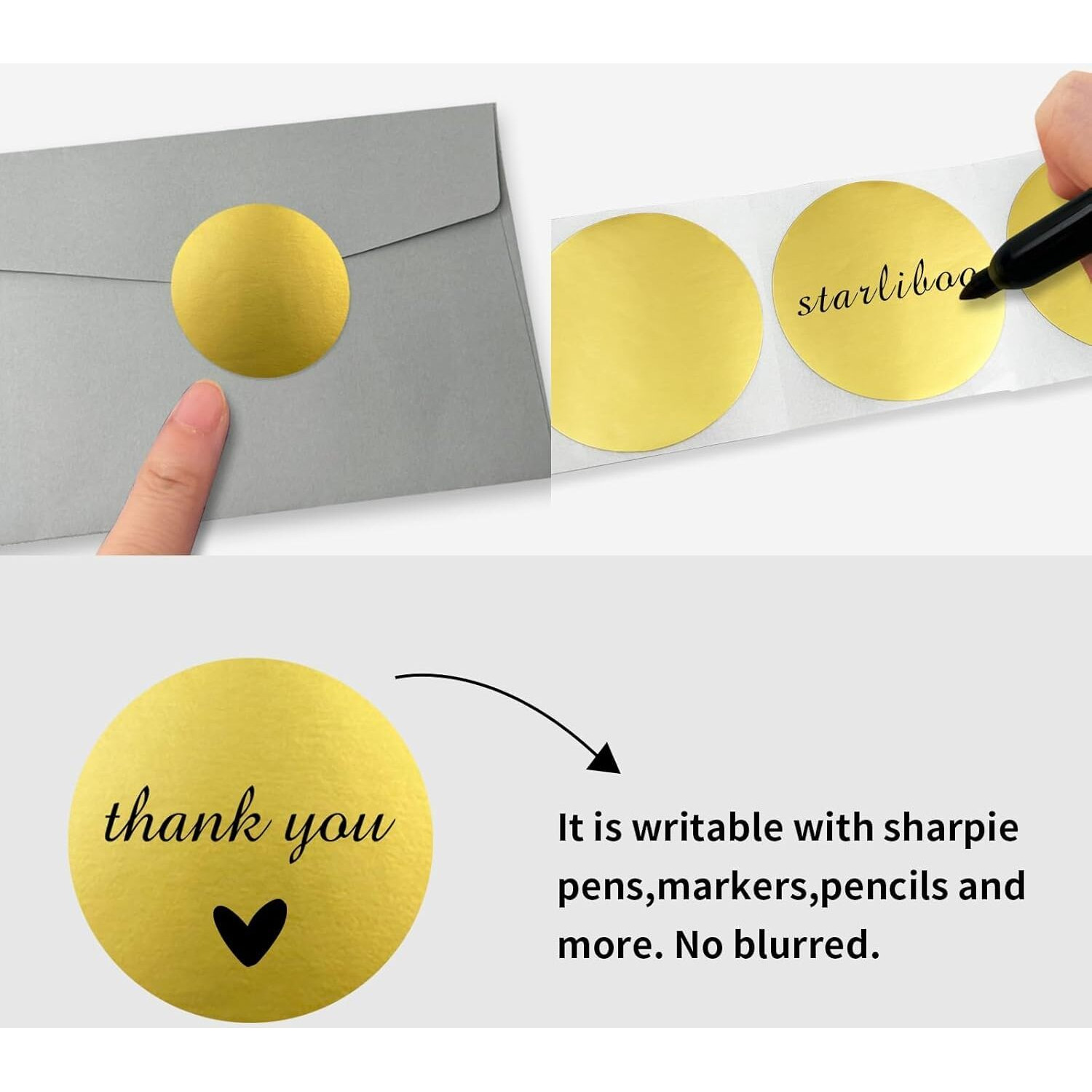 True-Ally 300 Pcs Luxury Metallic Gold Color 2 Inch Round Printable Dot Sticker Labels Writable Surface For Envelope Closure, File Classification, Calendar Planner