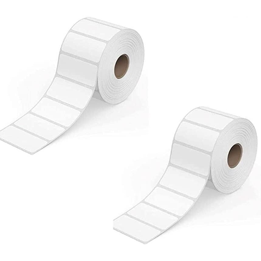 True-Ally 60X40 Direct Thermal Barcode Label Sticker - 2.5 X 1.5 Inches - 60Mm X 40Mm - 500 Labels Per Roll - White Self Adhesive Sticker For Printing Barcoding (2 Roll Per Pack (1000 Labels))