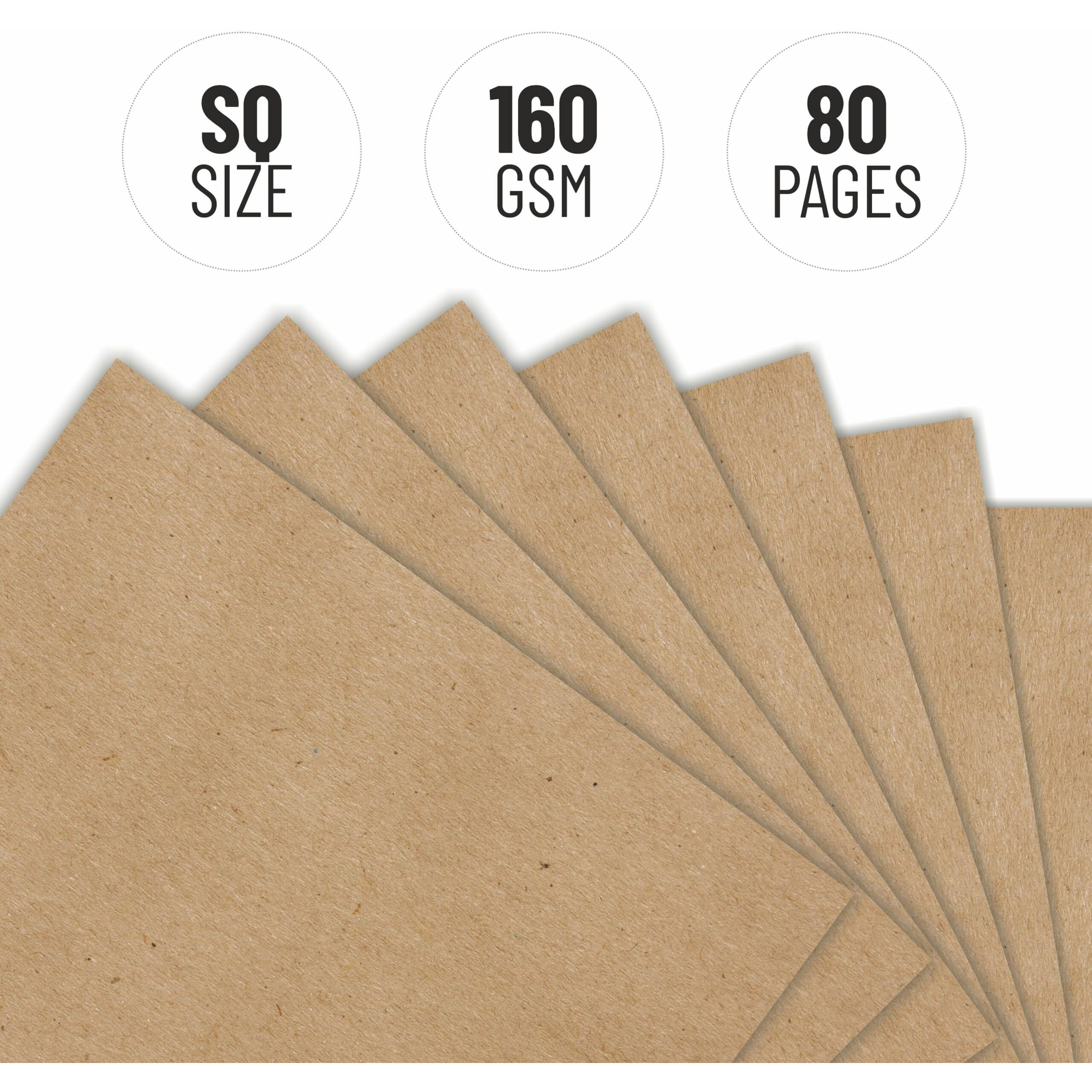 Anupam Khaki Sketchbook - Wireo Book - One Side Dot-Grid & One Side Plain Paper - 140 Gsm Cartridge Paper (Square, 80 Pages)