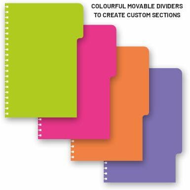 Anupam Eminent 5 Subject Notebook B5, 70 Gsm, 150 Sheets (300 Pages), College Ruled Spiral Notebook With One Pocket, Movable Dividers, Front/Back Plastic Covers, Multi Subject Notebook | 17 Cm X 25 Cm