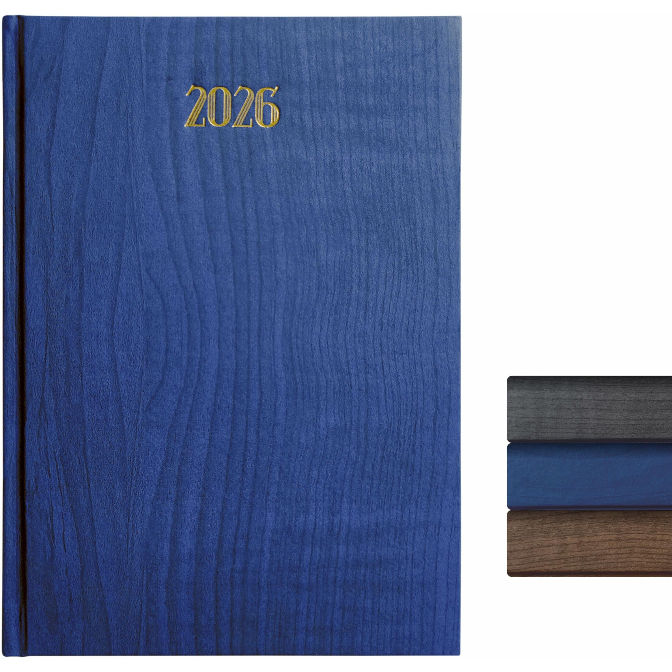 Anupam Dash 2026 Diary With Dates, 2026 Daily Planner Full Page Per Day With Monthly Calendar, New Year Diary 2026 80 Gsm Size A5 21X14Cm, 365 Days Aesthetic Book & Daily Diary For Office - Wood Blue