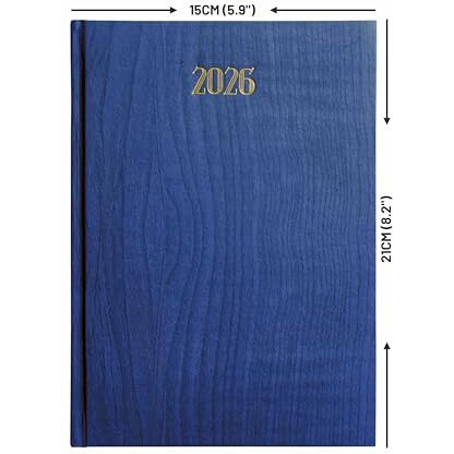 Anupam Dash 2026 Diary With Dates, 2026 Daily Planner Full Page Per Day With Monthly Calendar, New Year Diary 2026 80 Gsm Size A5 21X14Cm, 365 Days Aesthetic Book & Daily Diary For Office - Wood Blue