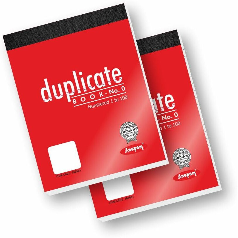 Anupam 11X14 Cm Size Duplicate Book With Carbon & Index Ruled Sheets Pad For Replicate, Record, Organize And Work Order Receipt Book (Size  0, Pack Of 2)
