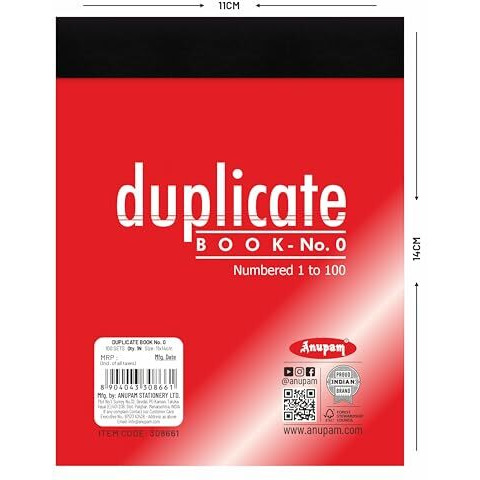 Anupam 11X14 Cm Size Duplicate Book With Carbon & Index Ruled Sheets Pad For Replicate, Record, Organize And Work Order Receipt Book (Size  0, Pack Of 2)