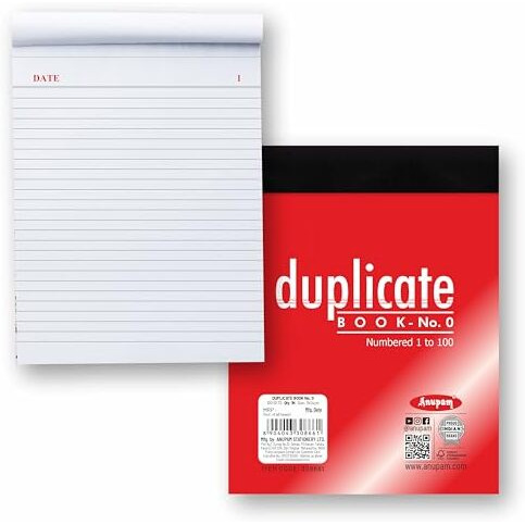 Anupam 11X14 Cm Size Duplicate Book With Carbon & Index Ruled Sheets Pad For Replicate, Record, Organize And Work Order Receipt Book (Size  0, Pack Of 2)