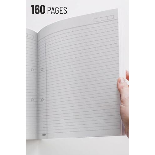 Anupam Refill Writing Notepad A4 Lined Paper Wide Ruled 80 Sheets Notepad, One Side Glue Bound, 2 Hole Punched Notebook With Strong Rorust Material Back Board For Office, School (Pack Of 2)