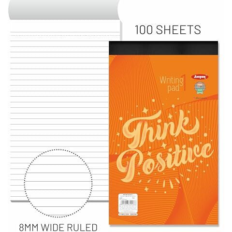 Anupam Writing Pad 14X22Cm Lined Paper Wide Ruled 100 Sheets Notepads, Micro Perforated Notebook With Strong Rorust Material Back Board For School, College, Office, Business (Size  1, Pack Of 2)