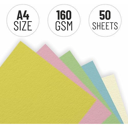 Anupam A4 Pastel Colour Loose Paper 160Gsm 5 Colors Paper For Arts, Crafts, Quilling (Multi Colour)