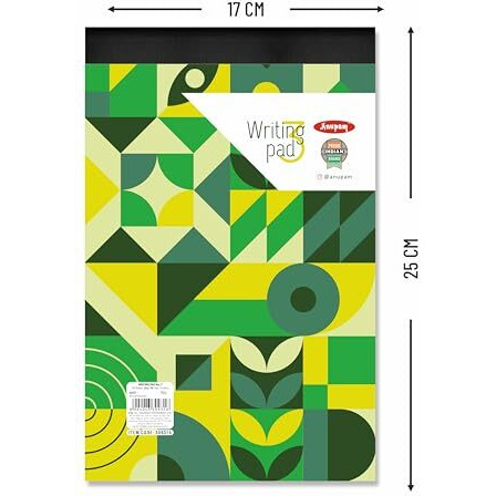 Anupam Writing Pad 17X25Cm Lined Paper Wide Ruled 100 Sheets Notepads, Micro Perforated Notebook With Strong Rorust Material Back Board For School, College, Office, Business (Size  3, Pack Of 1)