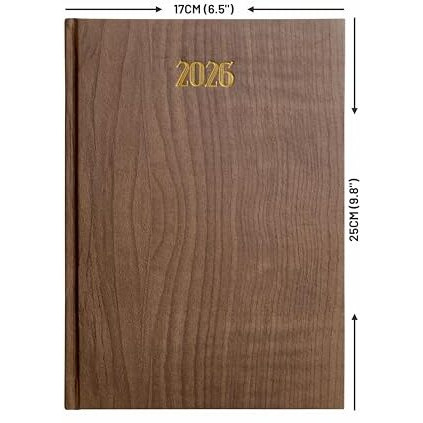 Anupam Dash 2026 Diary With Dates, 2026 Daily Planner Full Page Per Day With Monthly Calendar, New Year Diary 2026 80 Gsm Size B5 25X17Cm, 365 Days Aesthetic Book & Daily Diary For Office - Wood Brown