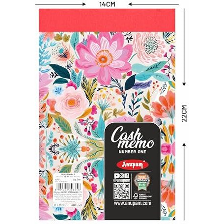 Anupam Bill Book Cash Memo, Approval Slip, Estimate Slip, Credit Memo Perforated 14X22Cm 100 Original + 100 Duplicate Pages Book For Shop,Office,Institute,Home (Size  1, Pack Of 1)