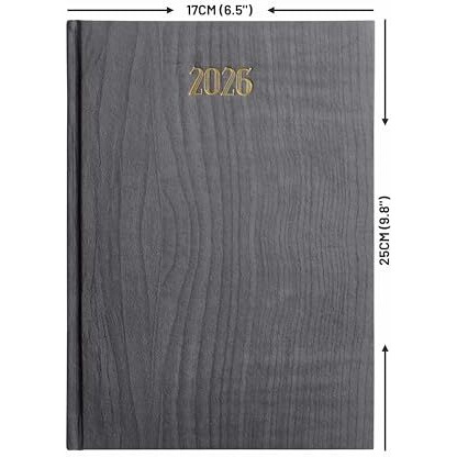 Anupam Dash 2026 Diary With Dates, 2026 Daily Planner Full Page Per Day With Monthly Calendar, New Year Diary 2026 80 Gsm Size B5 25X17Cm, 365 Days Aesthetic Book & Daily Notebook - Wood Grey