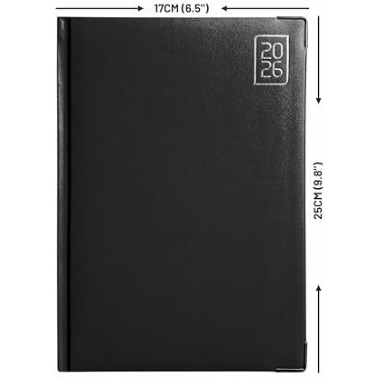 Anupam Fash 2026 Diary With Dates, 2026 Daily Planner Month Cut Index Full Page For Monday-Friday And Saturday-Sunday In One Page With Monthly Calendar, 80Gsm B5 365 Days Diary (Black)