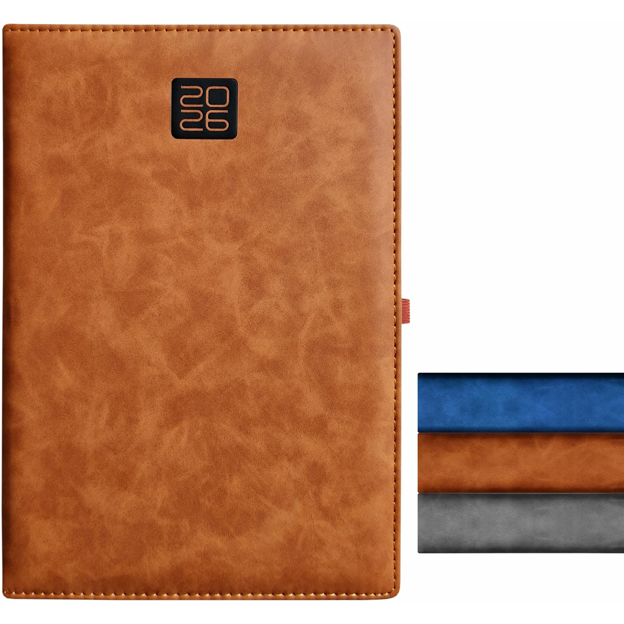 Anupam Merito 2026 Diary With Dates, New Year Diary 2026 Daily Planner 80 Gsm Full Page For Monday-Friday & Saturday-Sunday In One Page With Monthly Calendar, Size B5, 365 Days Matte Pu Cover - Tan