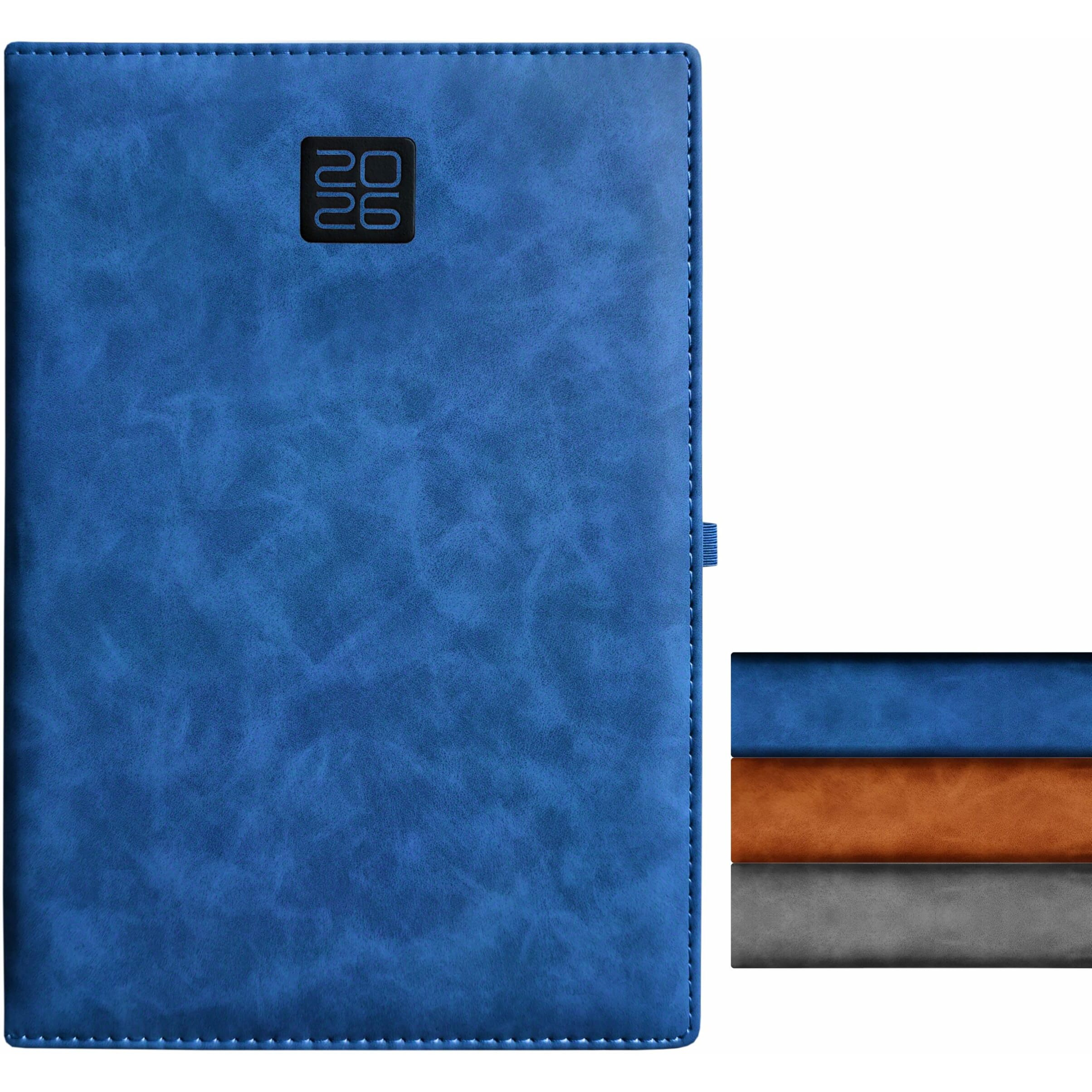 Anupam Merito 2026 Diary With Dates, New Year Diary 2026 Daily Planner 80 Gsm Full Page For Monday-Friday & Saturday-Sunday In One Page With Monthly Calendar, Size B5, 365 Days Matte Pu Cover - Blue