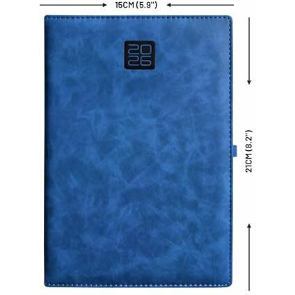 Anupam Merito 2026 Diary With Dates, New Year Diary 2026 Daily Planner 80 Gsm Full Page For Monday-Friday & Saturday-Sunday In One Page With Monthly Calendar, Size B5, 365 Days Matte Pu Cover - Blue