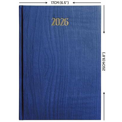 Anupam Dash 2026 Diary With Dates, 2026 Daily Planner Full Page Per Day With Monthly Calendar, New Year Diary 2026 80 Gsm Size B5 25X17Cm, 365 Days Aesthetic Book & Daily Diary For Office - Wood Blue
