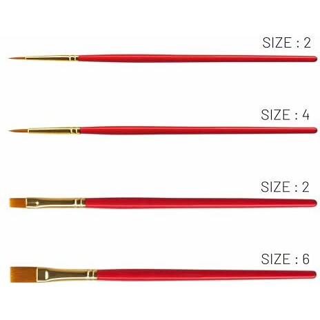 Anupam Round And Flat Synthetic Mix Painting Brush Set Of 4Pc Short Handle Painting Brush For Watercolor,Acrylic & One Stroke Painting (Sr. 31 & 32)