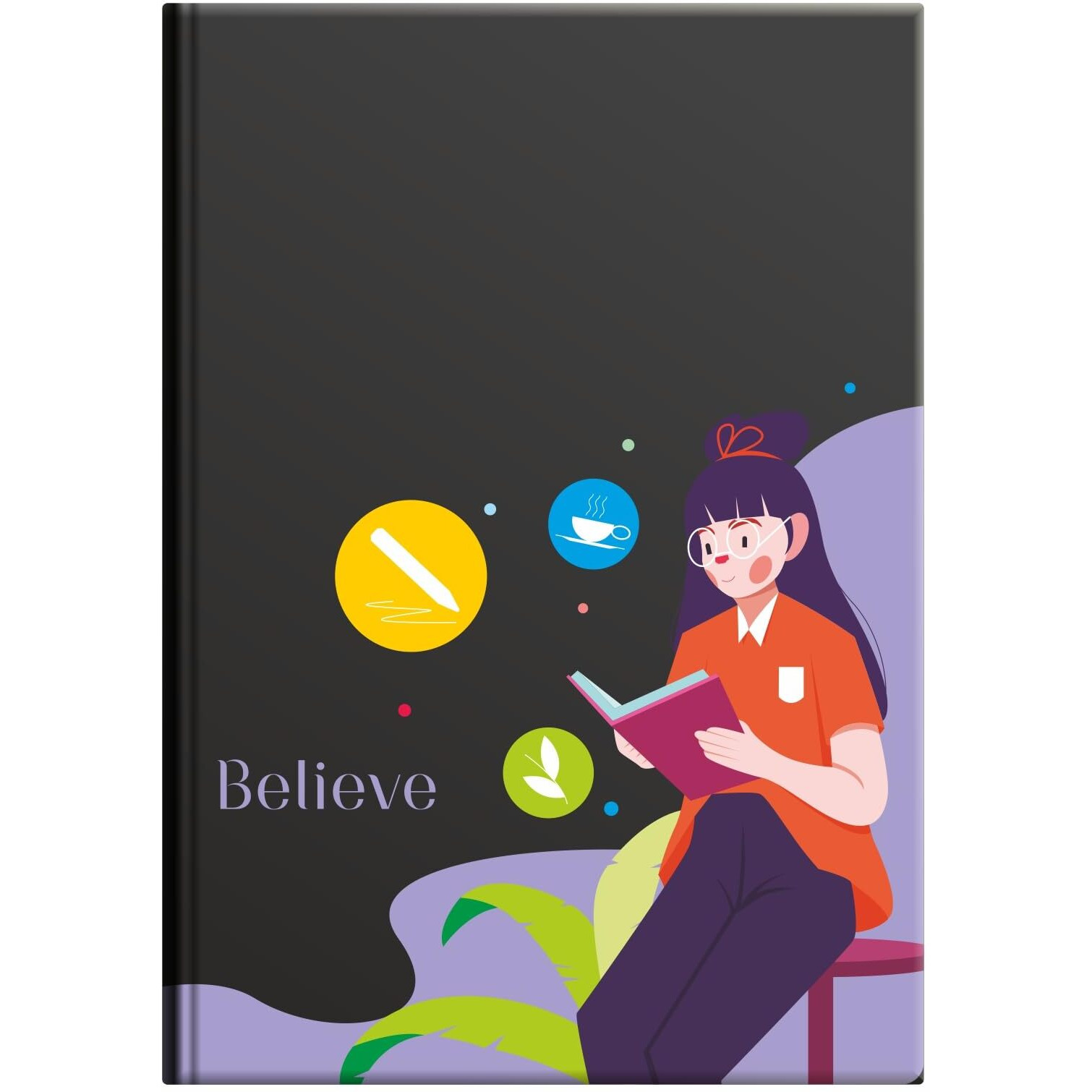 Anupam Vivid Journal, Rainbow Colored Notebook With Dot Grid Pages, 256 Pages, 80Gsm Multi Colored Paper, One Side Binding Notebook For Journaling, Office & School Supplies (Belive)