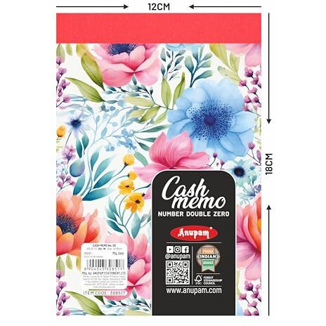 Anupam Bill Book Cash Memo, Approval Slip, Estimate Slip, Credit Memo Perforated 11X19Cm 100 Original + 100 Duplicate Pages Book For Shop,Office,Institute,Home (Size  00, Pack Of 2)