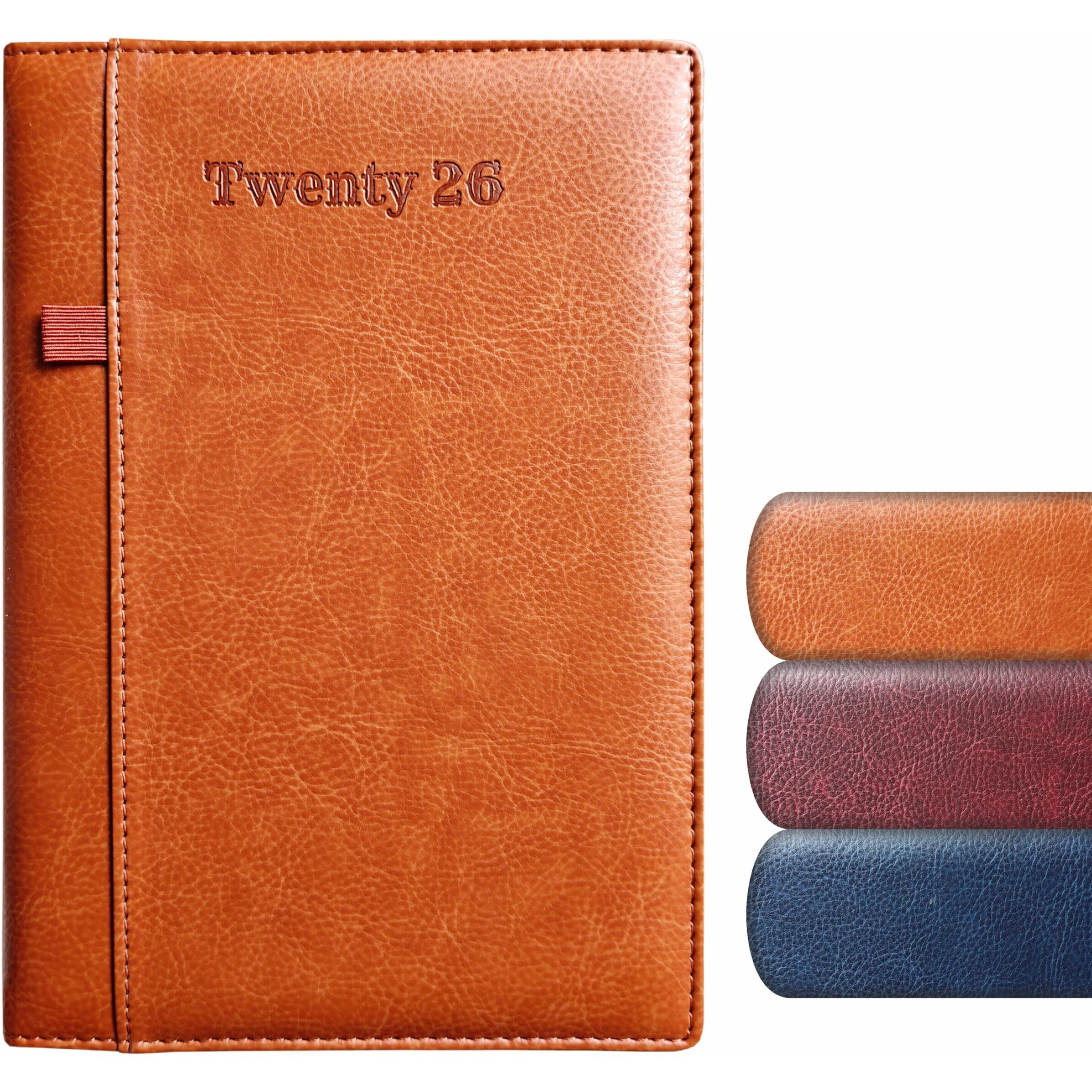 Anupam Exec 2026 Diary With Dates - B5 (25X17Cm) 80 Gsm Daily Planner Full Page Per Day With Monthly Calendar, 365 Days New Year Diary, Pen Holder, Leather Pu Cover, Daily Diary For Office - Tan