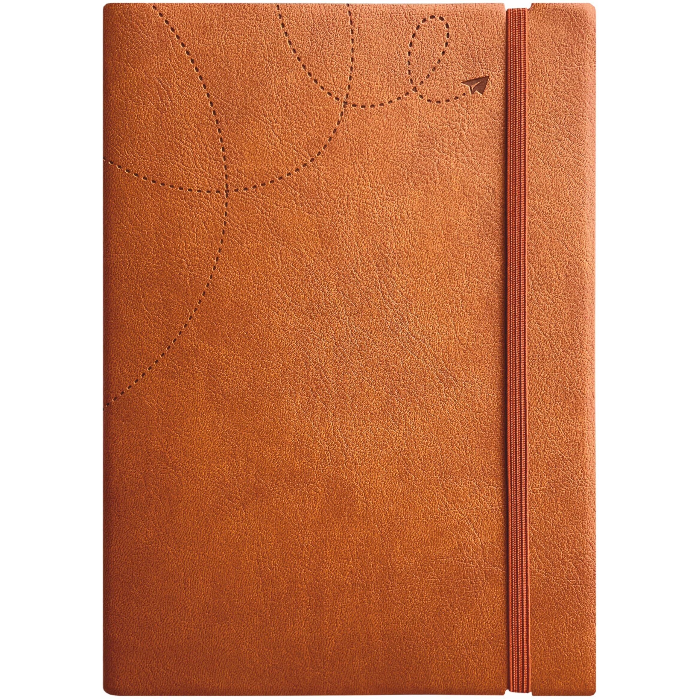 Anupam A5 Flxy Notebook | 192 Pages | College Ruled Notebook | 80 Gsm Paper | Leather Textured Pu With Timeless Paper Plane Impression Cover | Matching Elastic Closure (Tan)
