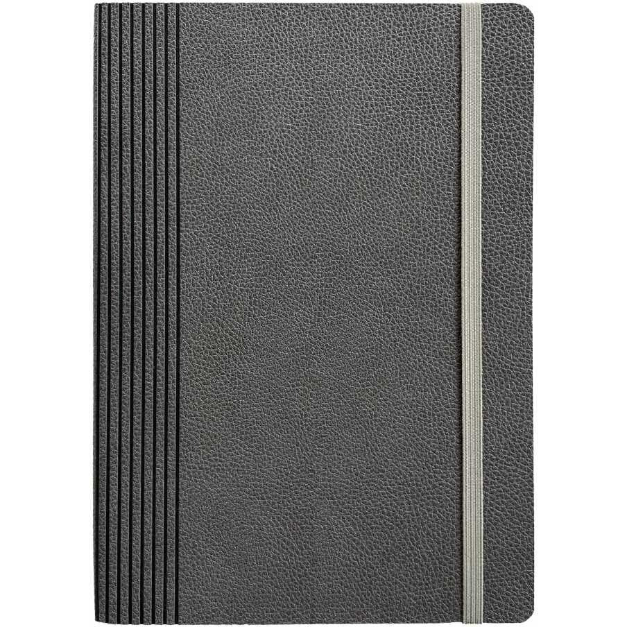 Anupam Sway Lined Journal Notebook, 192 Pages College Ruled Notebook, 80 Gsm Thick Paper, A5 Leather Textured Pu Cover With Designer Engraving Journals For Writing Office School Supplies (Dark Grey)