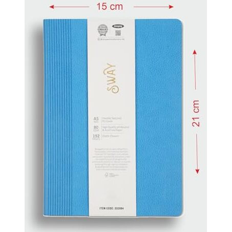 Anupam Sway Lined Journal Notebook, 192 Pages College Ruled Notebook, 80 Gsm Thick Paper, A5 Leather Textured Pu Cover With Designer Engraving Journals For Writing Office School Supplies (Dark Grey)