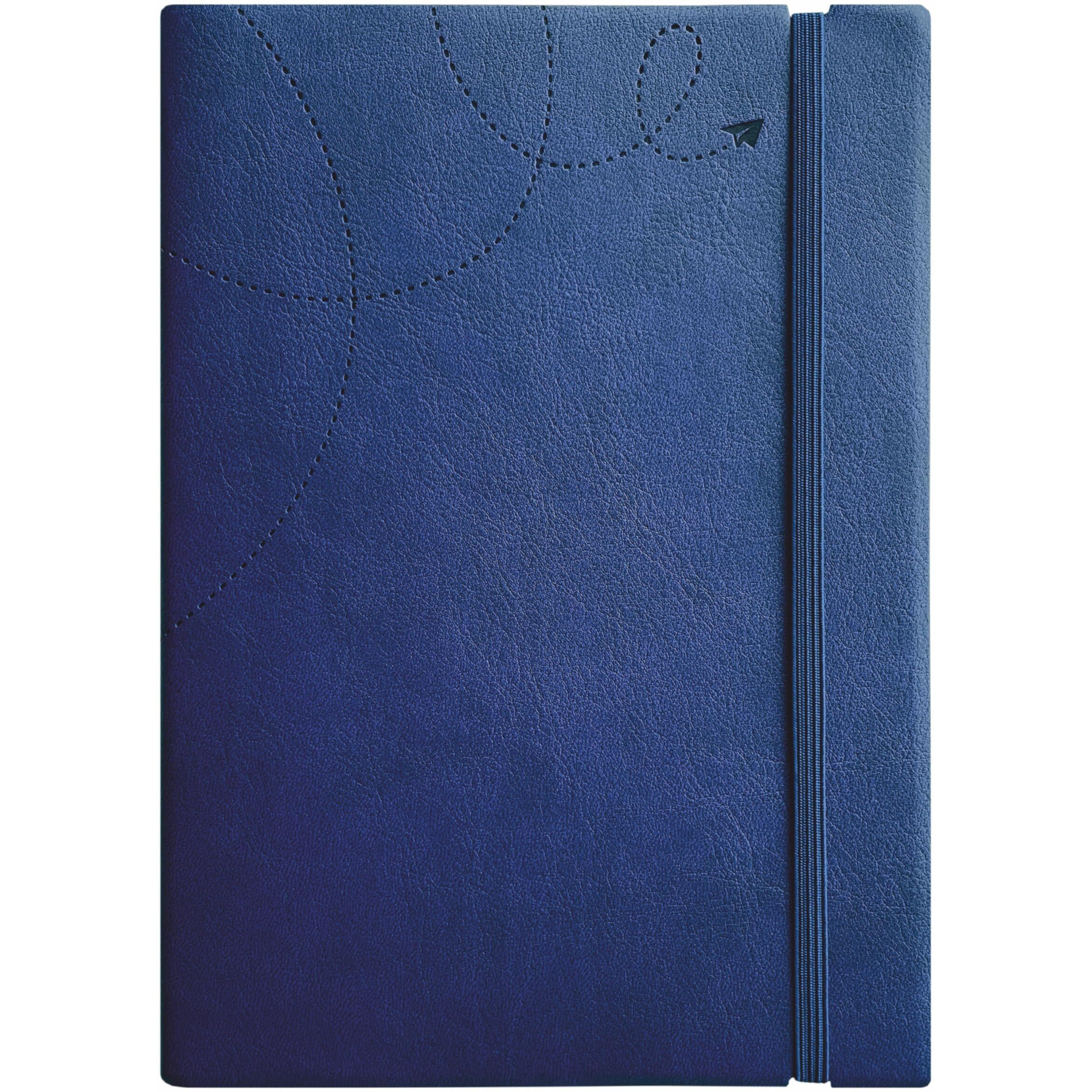 Anupam A5 Flxy Notebook | 192 Pages | College Ruled Notebook | 80 Gsm Paper | Leather Textured Pu With Timeless Paper Plane Impression Cover | Matching Elastic Closure (Blue)