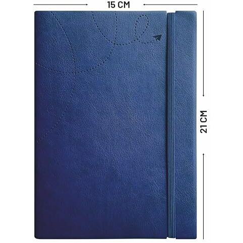 Anupam A5 Flxy Notebook | 192 Pages | College Ruled Notebook | 80 Gsm Paper | Leather Textured Pu With Timeless Paper Plane Impression Cover | Matching Elastic Closure (Blue)