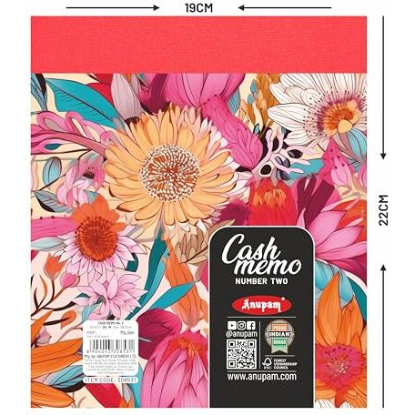 Anupam Bill Book Cash Memo, Approval Slip, Estimate Slip, Credit Memo Perforated 19X22Cm 50 Original + 50 Duplicate Pages Book For Shop,Office,Institute,Home (Size  2, Pack Of 2)