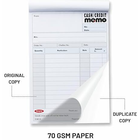 Anupam Bill Book Cash Memo, Approval Slip, Estimate Slip, Credit Memo Perforated 19X22Cm 50 Original + 50 Duplicate Pages Book For Shop,Office,Institute,Home (Size  2, Pack Of 2)