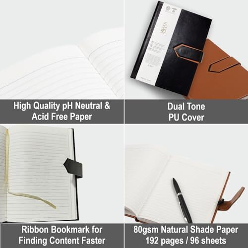 Anupam Lavish B5 Pu Leather Journal 80Gsm Lined Paper With Magnetic Flap Closure And Pen Holder Ideas For Writers, Journalers, Business Meetings & Students (Grey)