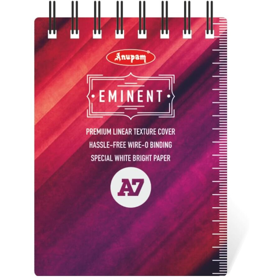 Anupam Eminent 1 Subject Notebook A7, 70 Gsm, 80 Sheets (160 Pages),College Ruled Spiral Subject Notebook For Work, School Supplies, Home & Office, Writing Journal | 7.4 Cm X 10.5 Cm (Pack Of 10)