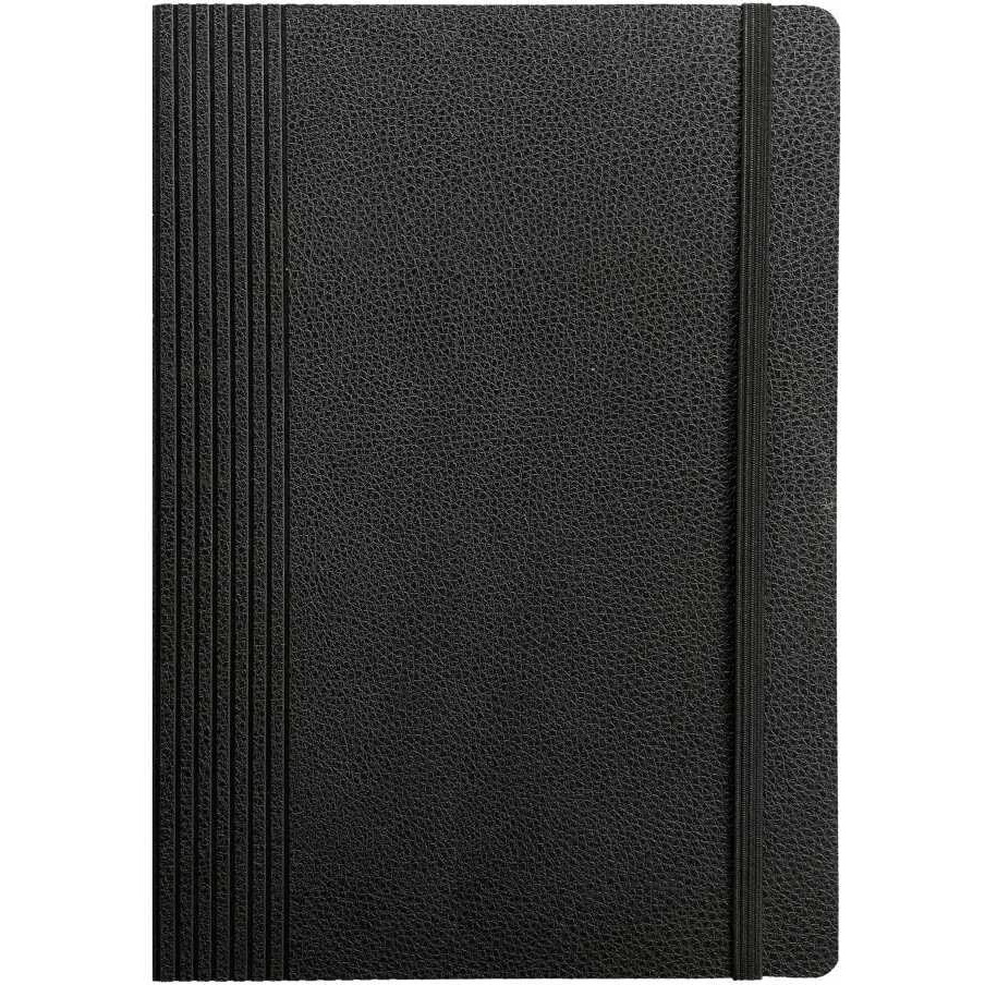 Anupam Sway Lined Journal Notebook, 192 Pages College Ruled Notebook, 80 Gsm Thick Paper, A5 Leather Textured Pu Cover With Designer Engraving Journals For Writing Office School Supplies (Black)