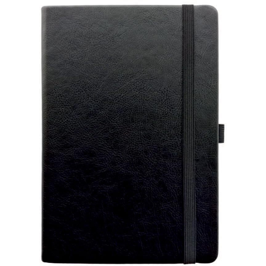 Anupam Primo A5 Ruled Journal Notebook 192 Pages 80Gsm Lined Notebook Raw Leather Pu Cover Journal For Unisex, Journal Notebook For Engineering, Notes Taking & Writing In School And Office (Black)