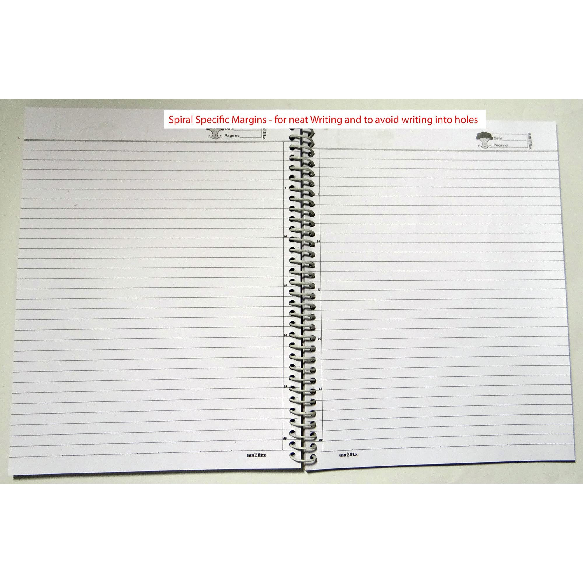 Amblitz Mega 1000 Pages Spiral Notebook | 22 * 28.5 Cm. |Single Line Ruled | 70 Gsm |