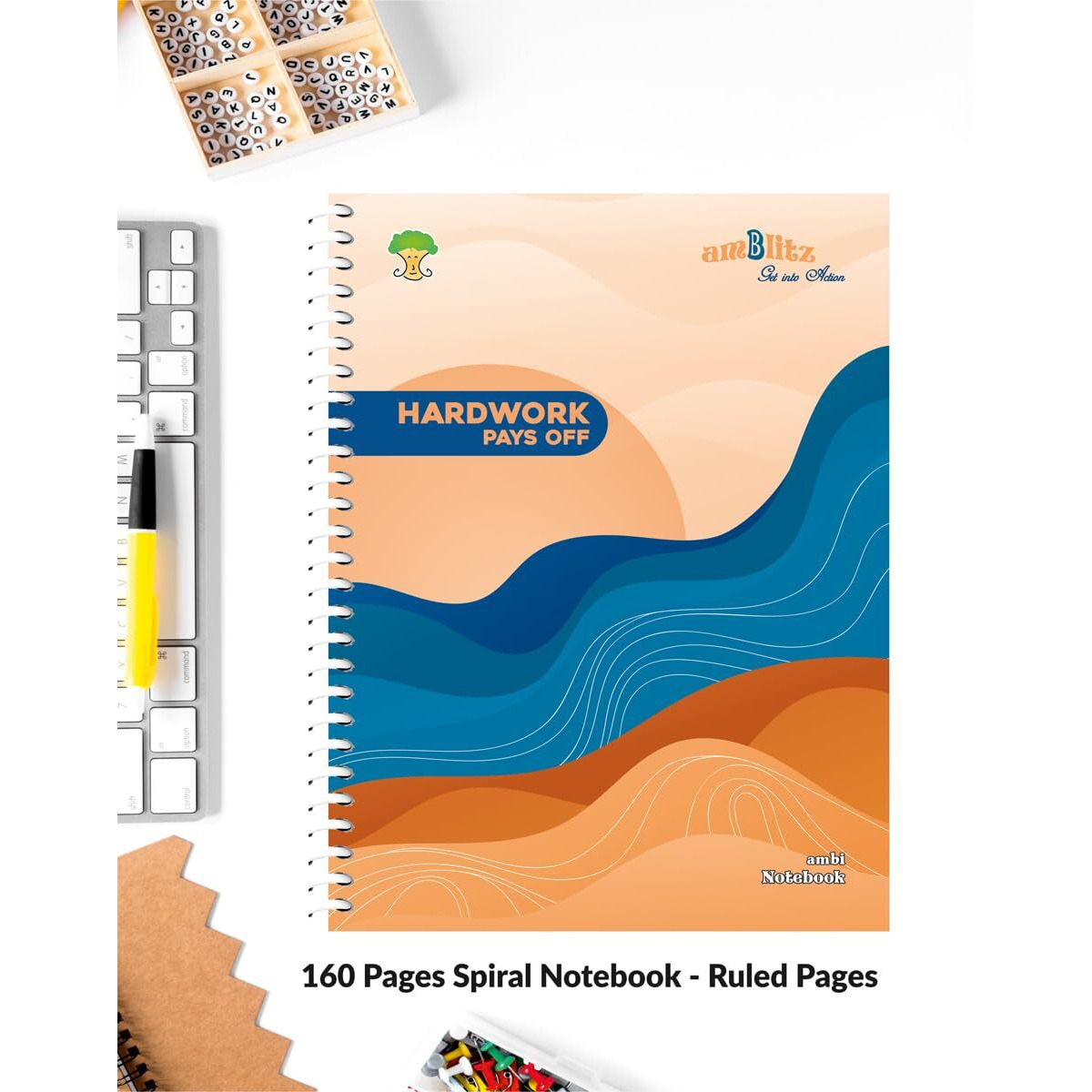 Amblitz Spiral Notebook | 18 X 24 Cm | B5 Size | School/College Students's Choice For Note Making | 70 Gsm Thick White Paper | Diary Size | Personal & Office Use | (160 Pages, Ruled Notebook)