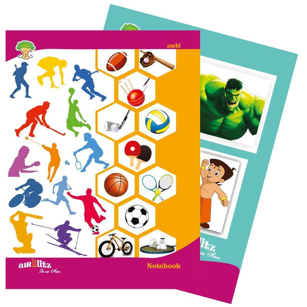 Amblitz Copy - Soft Cover Notebook - 18 * 24 Cm - 120 Pages - Combo-All Subject- Pack Of 6  Single Line, 4 Line English, Maths Boxes, 5 Line Hindi, 5 Line Hindi Practical, 3 In 1 Copy