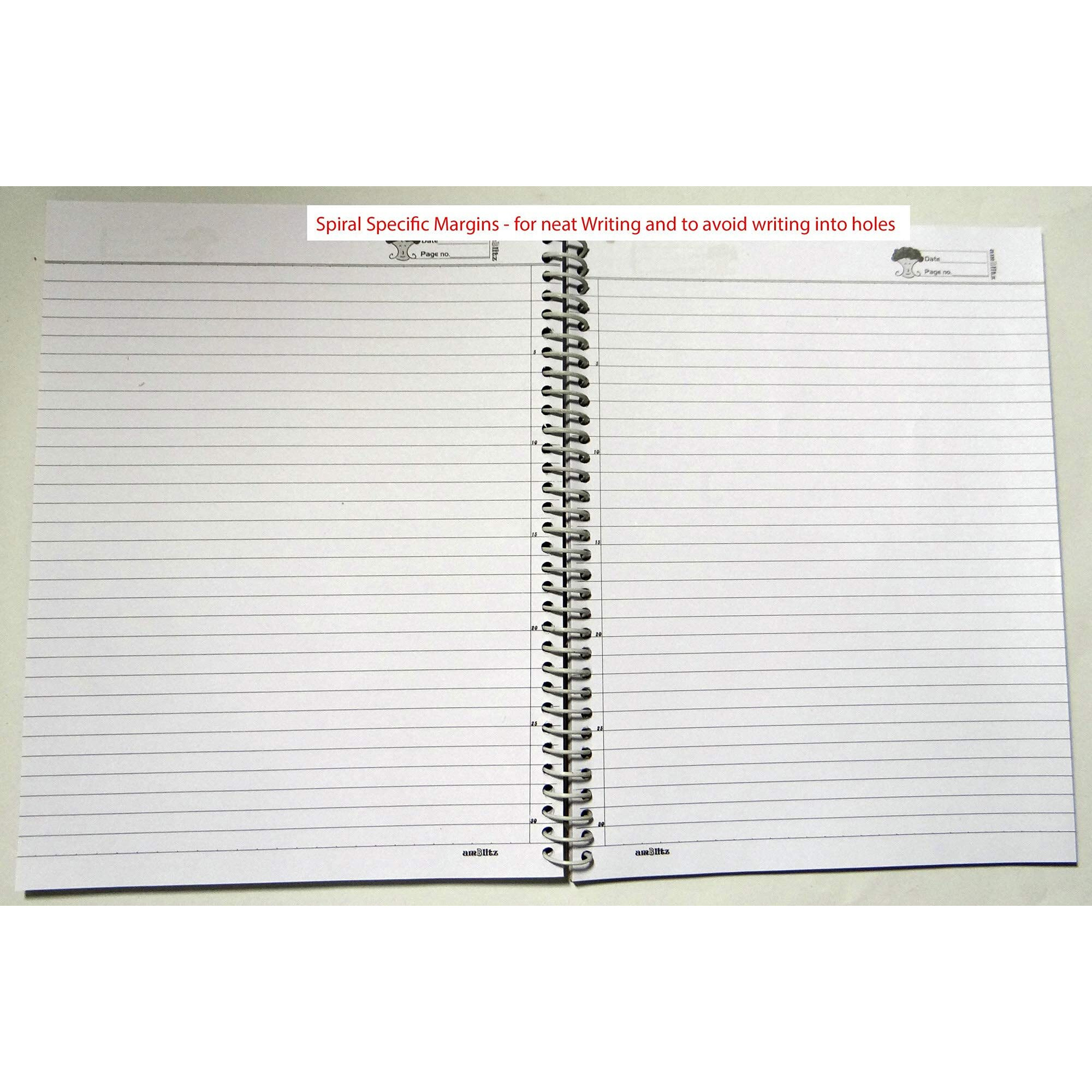 Amblitz Spiral Notebook (A4, 400 Pages) Single Line Ruled - Pack Of 2