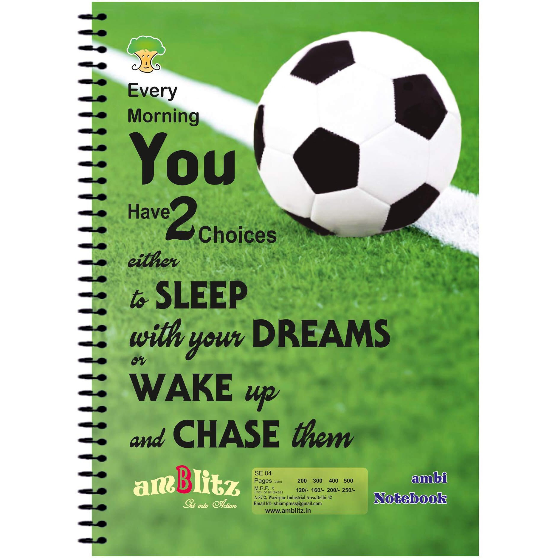 Amblitz Unruled Spiral Notebook (A4, 200 Pages) Pack Of 2