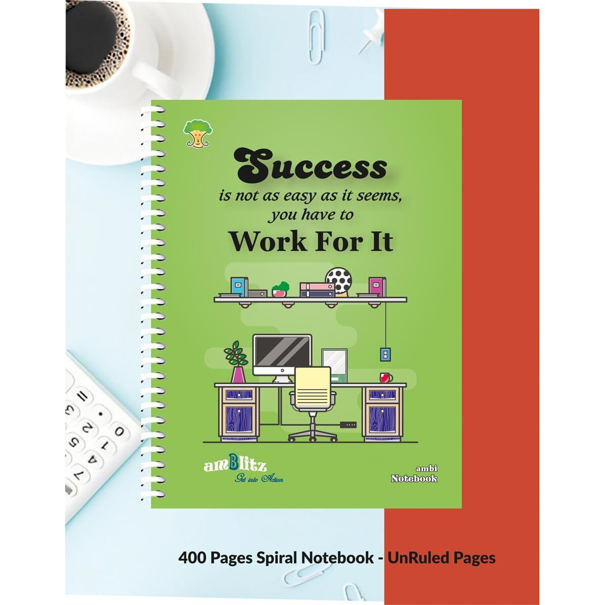 Amblitz Spiral Notebook | 18 X 24 Cm | B5 Size | School/College Students's Choice For Note Making | 70 Gsm Thick White Paper | Diary Size | Personal & Office Use | (400 Pages, Unruled Notebook)