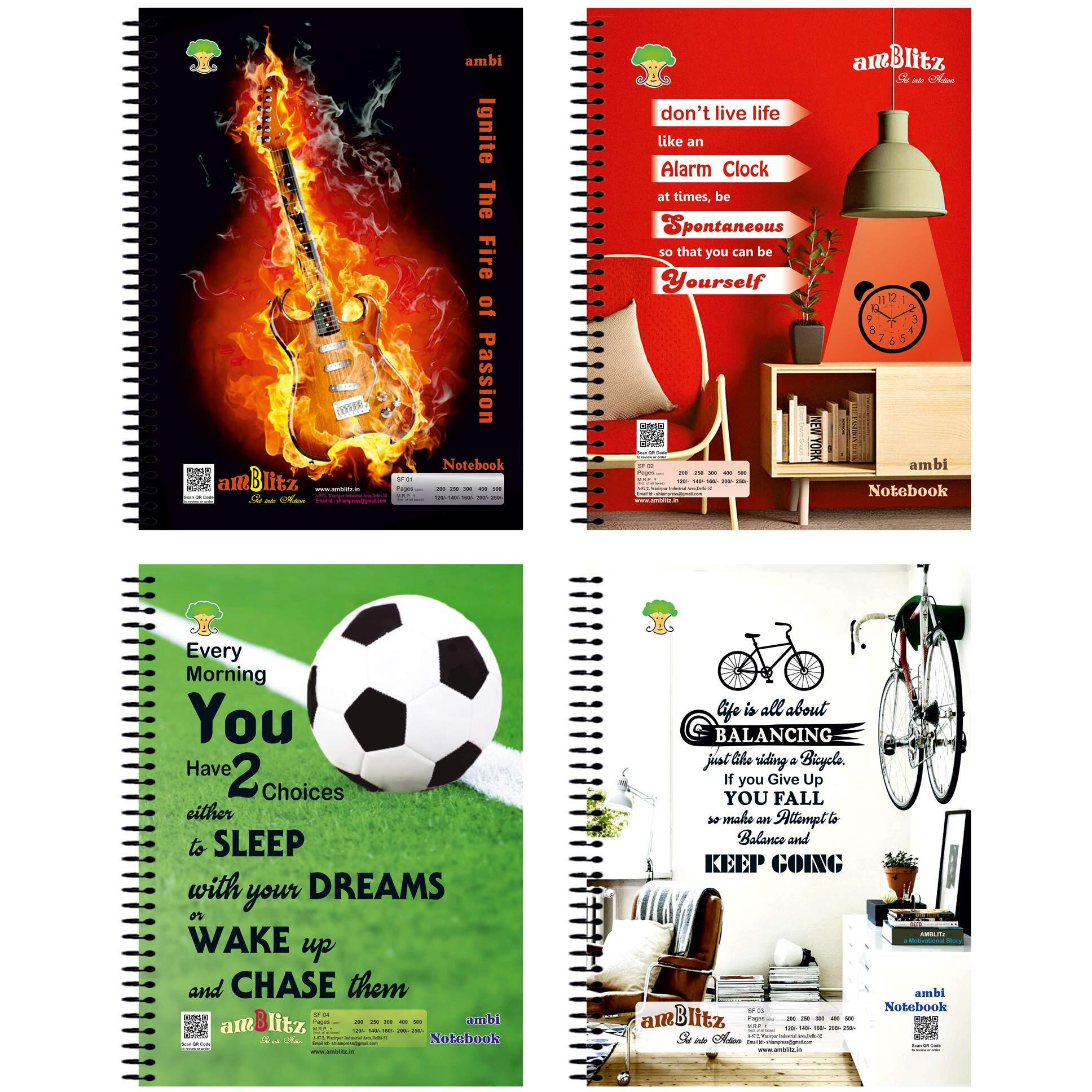 Amblitz Spiral Notebook (Unruled), 5 Subjects - 250 Pages, 70 Gsm, 22 * 29 Cm.