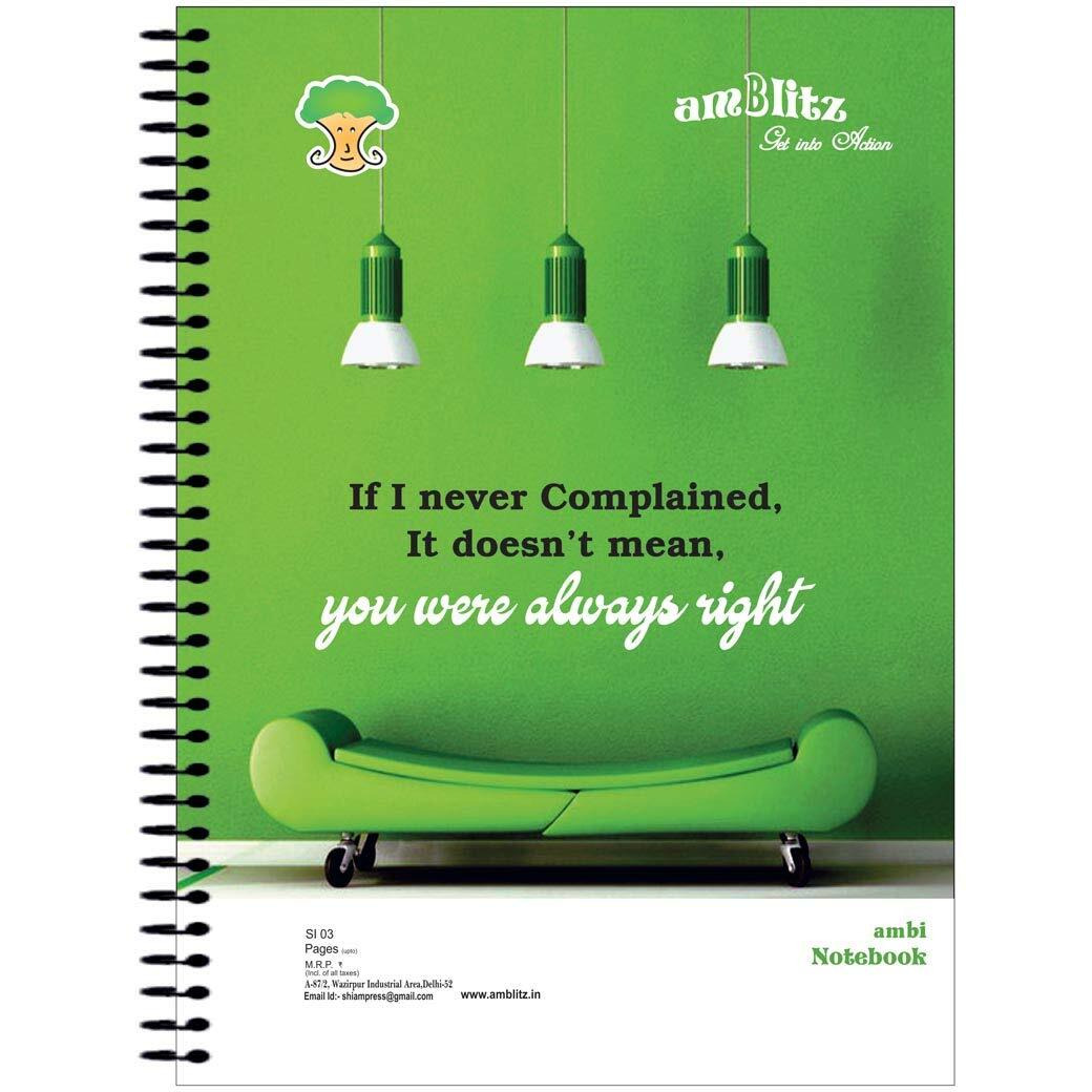 Amblitz Unruled Spiral Notebook, 6 Subjects- 600 Pages, 70 Gsm, 22 * 29 Cm. Mega Notebook